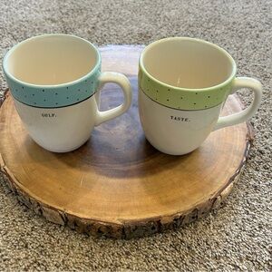 Rae Dunn Artisan Collection by Magenta Ceramic 16 fl oz Coffee Mugs Set of 2 EUC